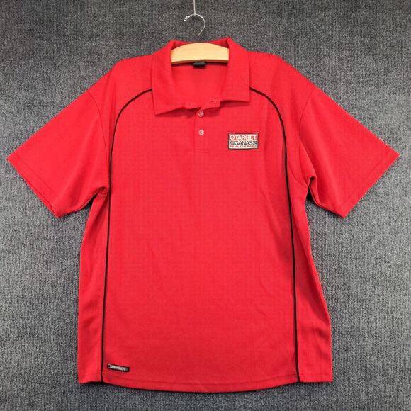 BRG Golf Men's Target Chip Ganassi Racing Polo Shirt Red Large Dry Tech - Picture 2 of 16